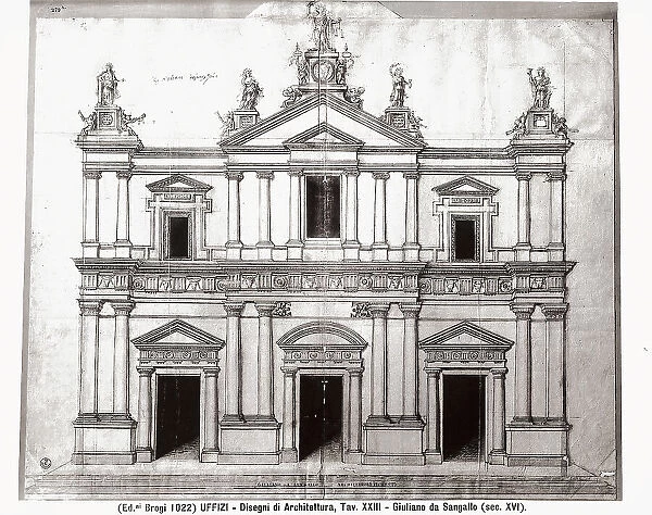 Giuliano da Sangallo's plan for a church faade. Gabinetto dei Disegni e delle Stampe, Uffizi Gallery, Florence