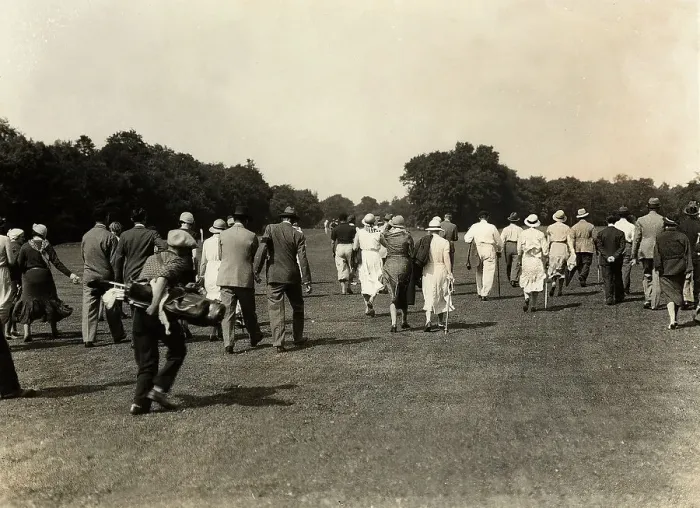 Framed Print : A group of player and spectators leave the golf course Framed Print : A group of player and spectators leave the golf course