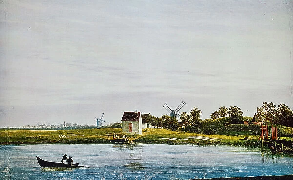 Landscape with windmills, oil on canvas, Caspar David Friedrich (1774-1840), Charlottenburg Palace, Berlin