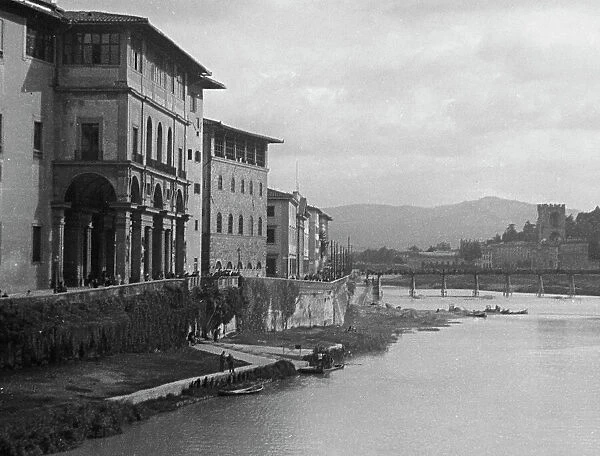 Lungarno Diaz and the Uffizi Loggia facing on the Arno, Florence