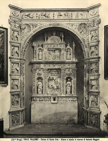 Marble altar and altar-piece by Antonello Gaggini located in the Saint Cita Church in Palermo