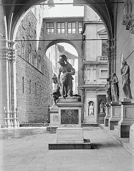Menelaus supporting the body of Patroclus, sculptural group of Roman art, Loggia dei Lanzi or Loggia della Signoria, Florence
