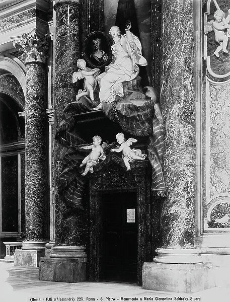 Monument to Maria Clementina Sobieski Stuart.Sculptural work by Filippo Barigioni, standing in the Chapel of the Presentation, in the Basilica of St.Peter's, Vatican City