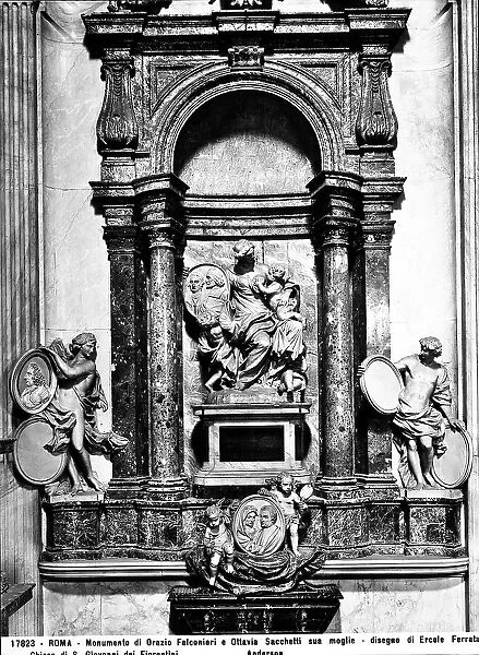 Monument to Orazio Falconieri and Ottavia Sacchetti with the figure of Faith, work by Domenico Guidi, according to a drawing to Francesco Borromini, in S. Giovanni dei Fiorentini, Rome