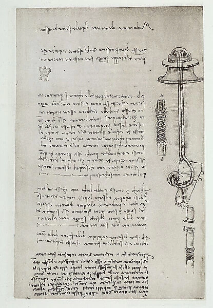 Notes on mechanics; writing of Leonardo da Vinci. Codex Arundel 263, c.24v, British Museum, London