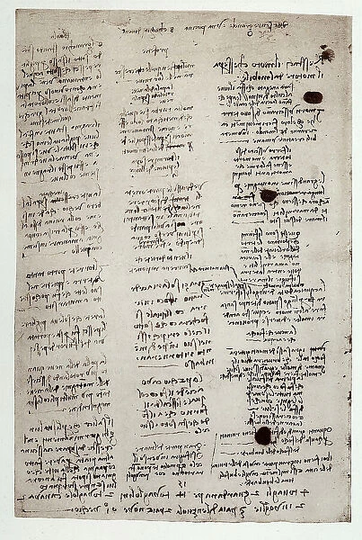 Notes on various subjects, written by Leonardo da Vinci, part of the Arundel Codex 263, c.42v, housed in the British Museum of London