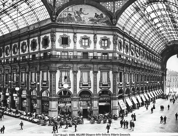Octagon of the Galleria Vittorio Emanuele II in Milan with the caf Biffi