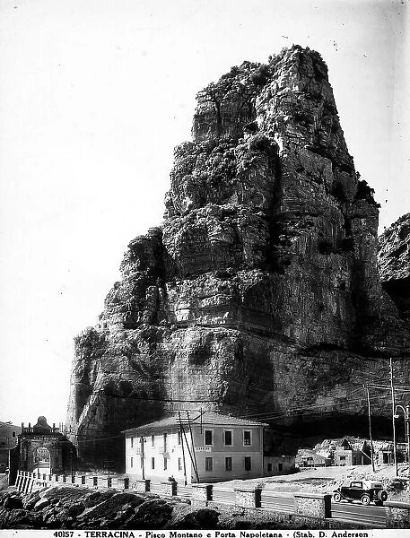 The Porta Napoli or 14 September and the rock of Pisco Montano. San Felice, Circeo, Terracina