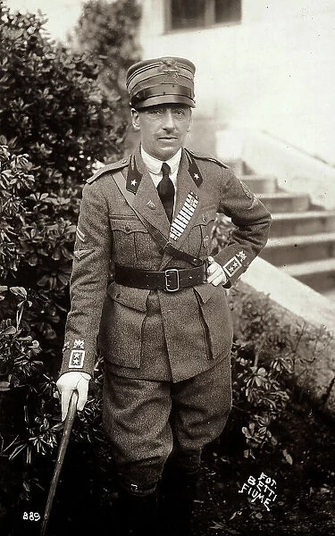 Full portrait of Gabriele D'Annunzio; the photograph was taken after the occupation of Fiume