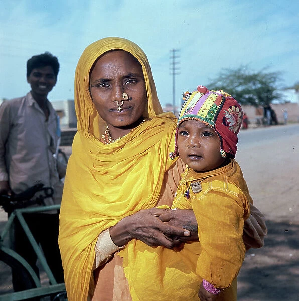 Portrait of an Indian woman with a boy
