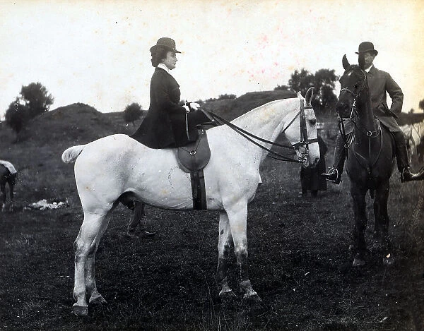 Portrait of a noblewoman on horseback during a fox hunt at Maglianella, Rome