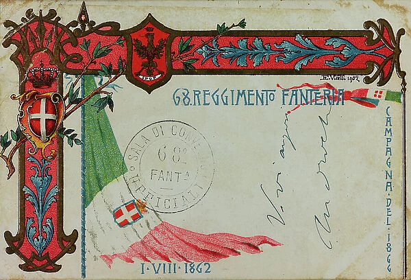 Postcard commemorating the 68 Infantry Regiment Brigade Palermo