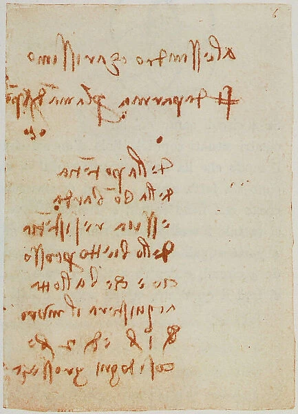 Reflections on the strength of some war machines, writings from the Codex Forster II, c.6r, by Leonardo da Vinci, housed in the Victoria and Albert Museum, London