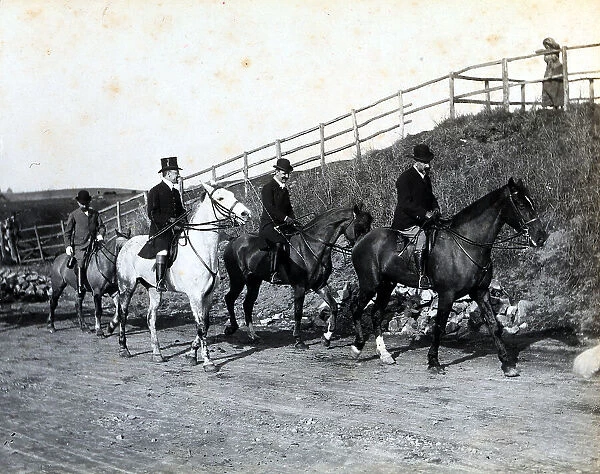 Riders photographed during a fox hunt at Torre Nuova, Rome
