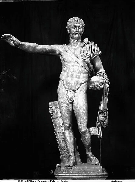 Roman statue of an unidentified male personage, known as the statue of Pompey because it was found near the house of the famous Roman military leader. It is in the Salone di Pompeo (or Salone delle Adunanze Generali) at Palazzo Spada, Rome