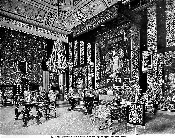 A room at the Exhibition of Antique Art and Industry that took place in Lucca in 1893. In the room are displayed objects from the XVII century