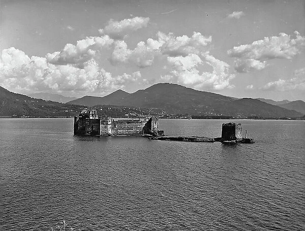 The ruins of castles of the 1400's emerging from Lake Maggiore, in the locality Cannero, in Piedmont