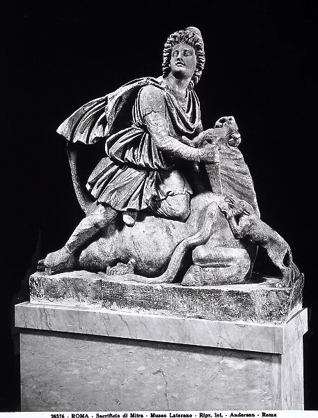 Sculpted group depicting Mithras killing a bull. Lateran Museum, Rome. Today in Gregoriano Profano Museum (formerly Lateran Museum), Vatican Museums, Vatican City
