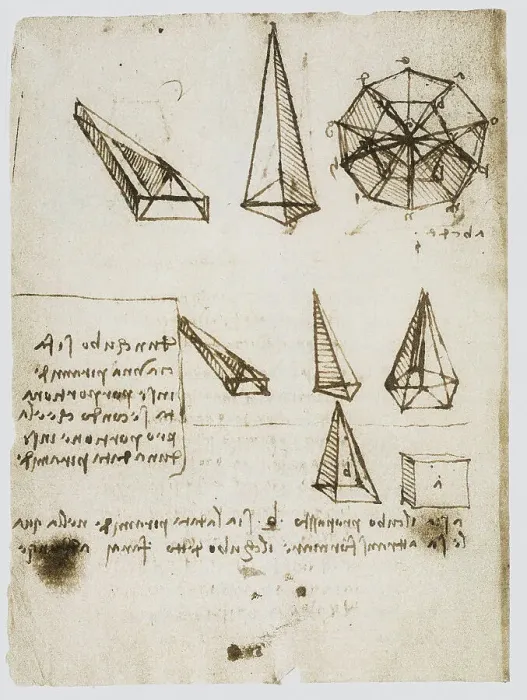 Framed Print : Solid geometric figures, drawings belonging to the Codex Forster I, c.15v, by Leonardo da Vinci, housed in the Victoria and Albert Museum in London Framed Print : Solid geometric figures, drawings belonging to the Codex Forster I, c.15v, by Leonardo da Vinci, housed in the Victoria and Albert Museum in London