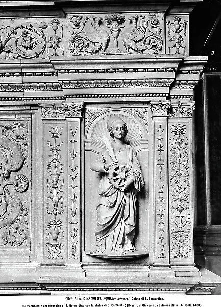 St. Catherine of Alexandria. Statue by Silvestro dell'Aquila, from the Mausoleum of San Bernardino in the Church of San Bernardino in L'Aquila, Abruzzo