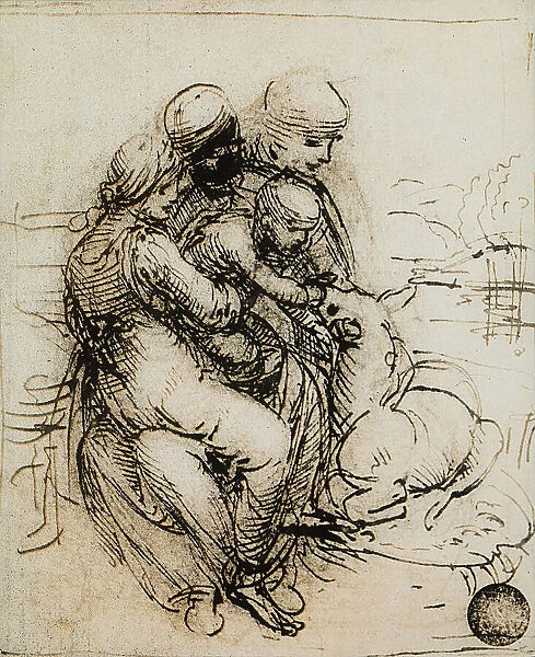 Study for the Madonna and Child and Saint Ann; drawing by Leonardo da Vinci. Gallerie dell'Accademia, Venice
