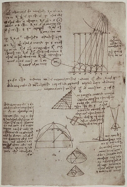 Study on optics and perspective, written by Leonardo da Vinci, part of the Arundel Codex 263, c.73r, housed in the British Museum of London