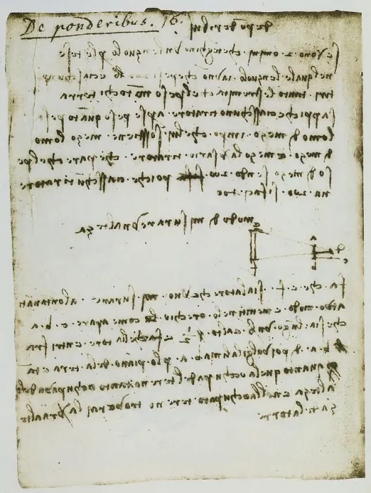 Framed Print : Study on weights, writings belonging to the Codex Forster I, c.48v, by Leonardo da Vinci, housed in the Victoria and Albert Museum in London Framed Print : Study on weights, writings belonging to the Codex Forster I, c.48v, by Leonardo da Vinci, housed in the Victoria and Albert Museum in London