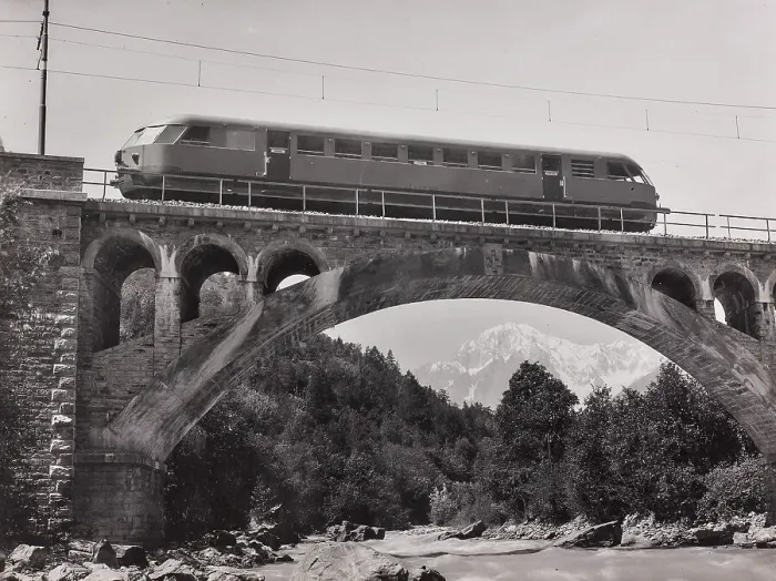 Framed Print : Train on a railway bridge