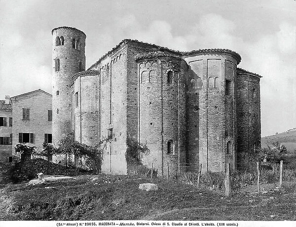View of the apsidal part of the Church of St. Claudio in Chienti, in the environs of Macerata