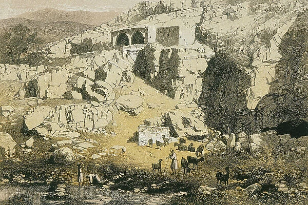 View of Baniyas. Etching by Bernatz et alii