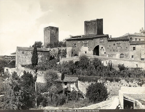 View of the Baronale Palace with gate-tower, in Tuscania
