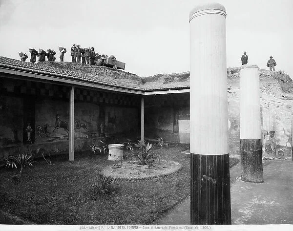 View of the House of Marcus Lucretius Fronto in Pompeii, during the excavations of 1900