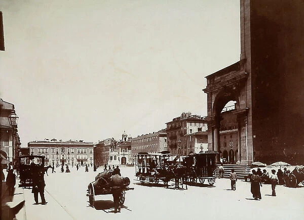 View with people of the Vittorio Emanuele II square in Livorno