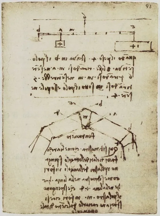 Framed Print : Weights applied to the angles of an octagonal arch, page from the Codex Forster II, c.93r, by Leonardo da Vinci, housed in the Victoria and Albert Museum, London Framed Print : Weights applied to the angles of an octagonal arch, page from the Codex Forster II, c.93r, by Leonardo da Vinci, housed in the Victoria and Albert Museum, London