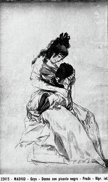 Woman with a little Black boy; drawing by Francisco Goya, in the Prado Museum in Madrid