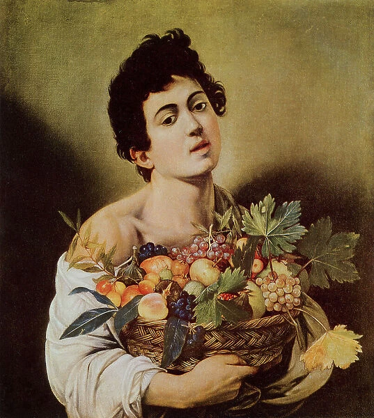 Youth with fruit basket; work of Caravaggio. Galleria Borghese, Rome