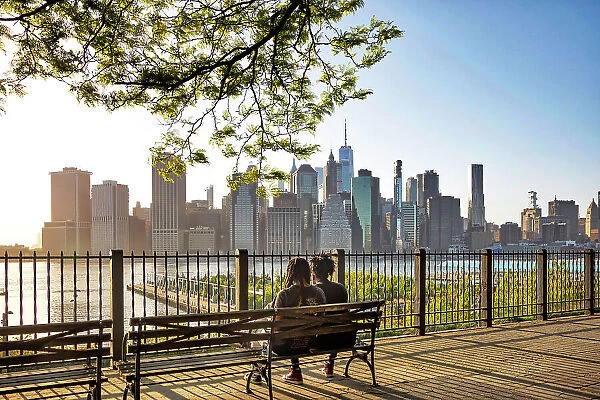 Brooklyn, Brooklyn Heights Promenade, also called the Esplanade, views of downtown Manhattan