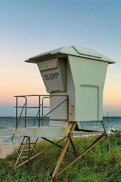 Florida, Palm Beach, Lifeguard station on the Beach along South Ocean Boulevard