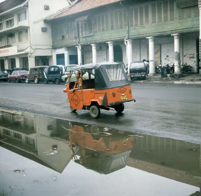 Framed Print : Jakarta Street Print, Java Island, Indonesia 1980s