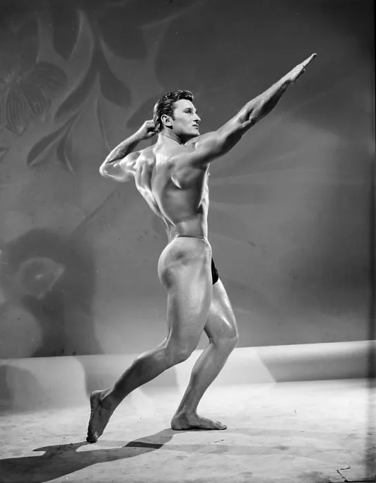 Framed Print : Bodybuilder in Archer Pose Print c.1956 Framed Print : Bodybuilder in Archer Pose Print c.1956