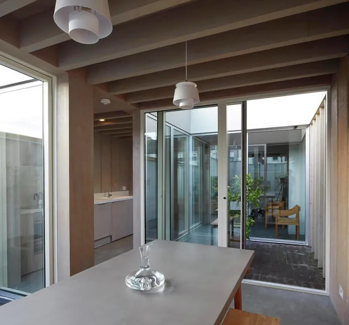 Framed Print : Dining space print with interior courtyard view, Ellis House, Ilford Framed Print : Dining space print with interior courtyard view, Ellis House, Ilford