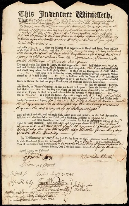 Framed Print : Print of Indentured Servant Contract