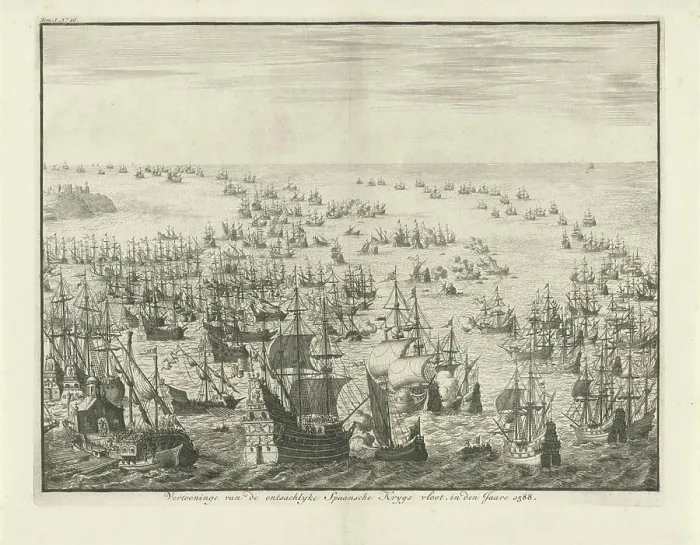 Framed Print : Print of the Downfall of the Spanish Armada, 1730-1738 Framed Print : Print of the Downfall of the Spanish Armada, 1730-1738