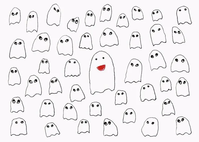 Framed Print : White Background Print of Ghosts Drawing Framed Print : White Background Print of Ghosts Drawing