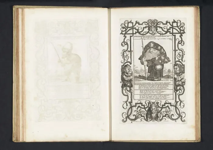 Framed Print : A dwarf pilgrim stands in a decorative frame