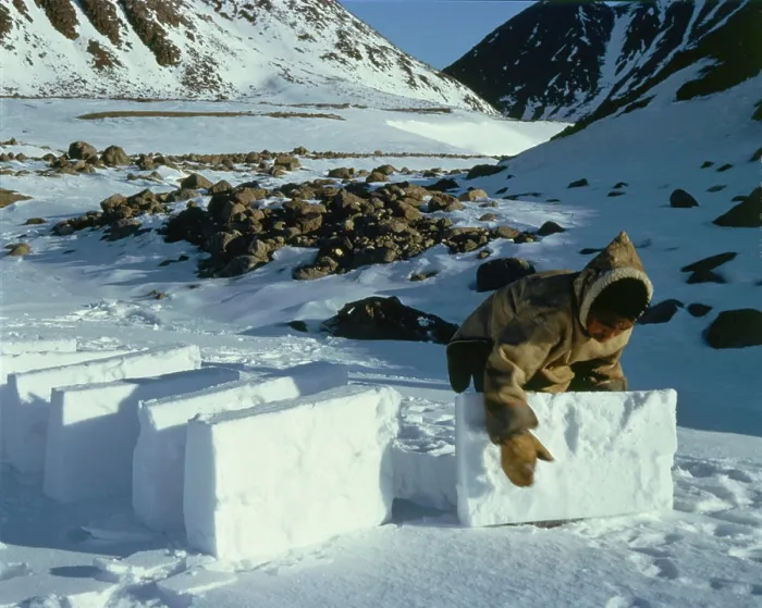 Framed Print : Eskimo Making Igloo Print Framed Print : Eskimo Making Igloo Print