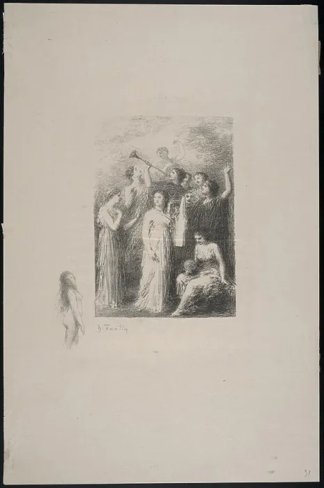 Framed Print : Frontispiece Print of Blind Woman with Greek Goddesses and Muses Framed Print : Frontispiece Print of Blind Woman with Greek Goddesses and Muses