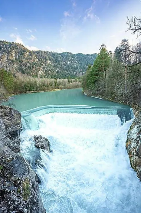Framed Print : Lech Falls Evening Print, Fuessen Bavaria Germany Framed Print : Lech Falls Evening Print, Fuessen Bavaria Germany