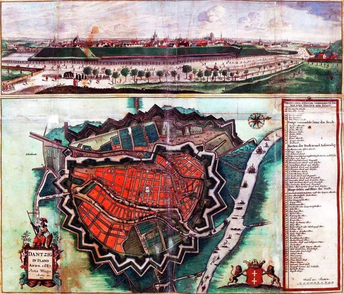Framed Print : Map of Danzig Fortifications Print 1687 Framed Print : Map of Danzig Fortifications Print 1687