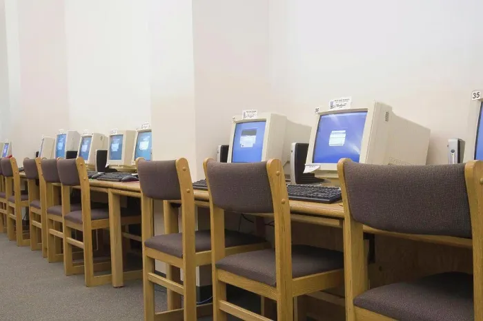 Framed Print : School Library Computer Print